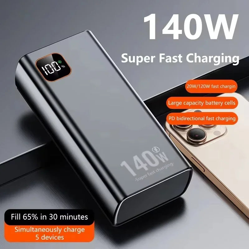 Lenovo 140W Ultra Capacity 500000mAh Super Fast Charging Portable Charger Power Bank For IPhone Samsung 2027