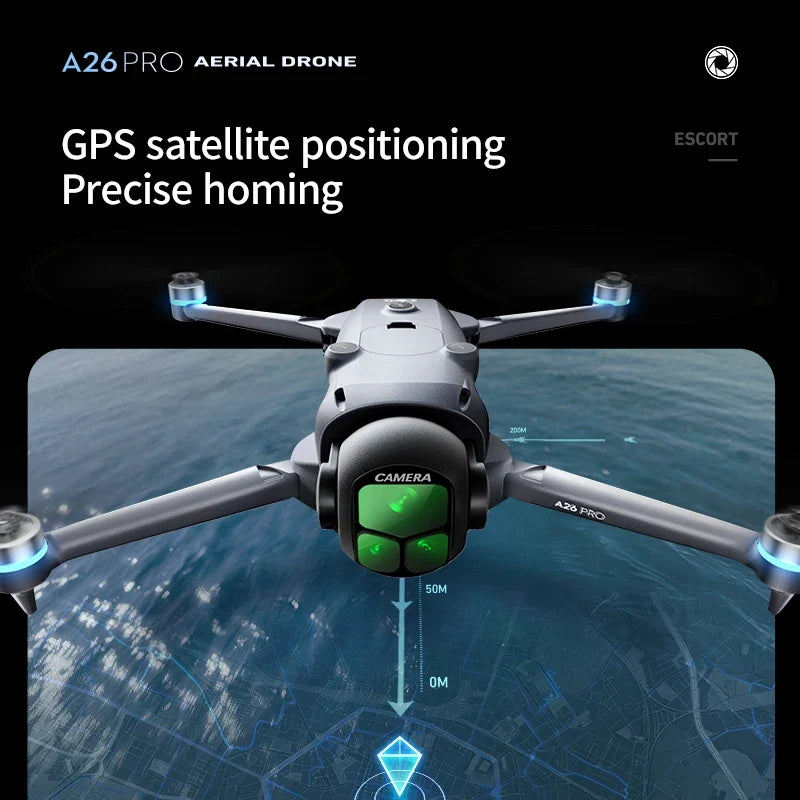 Lenovo A26 Pro FPV HD Drone  4K Triple Camera Brushless Motor Obstacle Avoidance Foldable RC Quadcopter Drone for Adults Kids