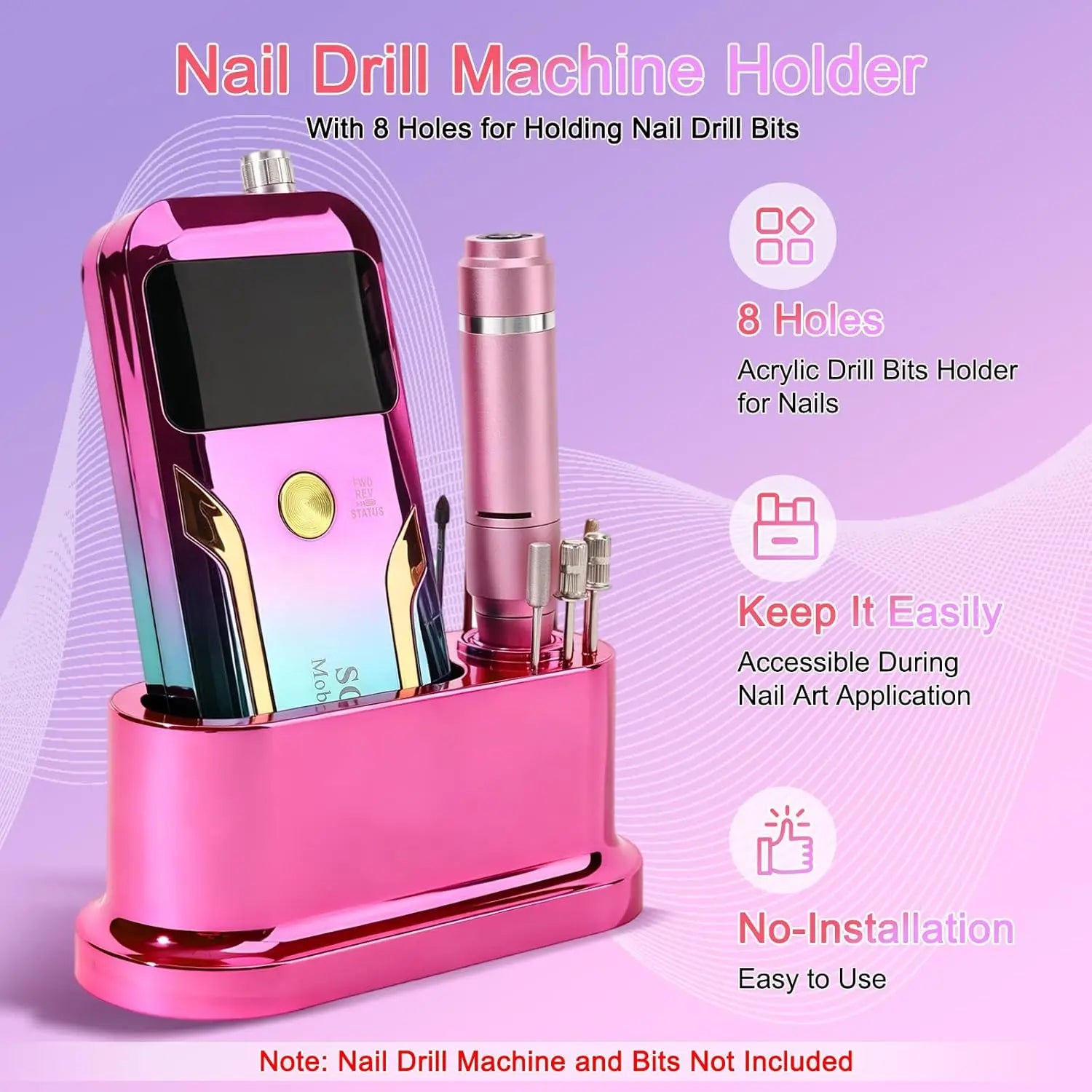 Grinding machine drill bit holder, 8-hole nail drill bit holder, nail holder, and storage box (excluding nails and drill bits)