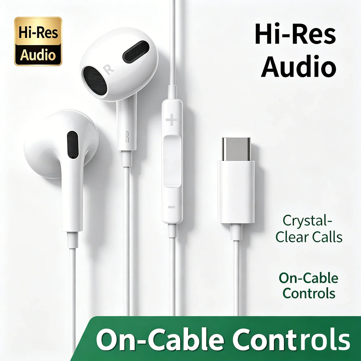 Gen4 Earphones Wired Small Talk Type C 3.5mm HeadEarsets Noise Cancelling Bass Earbuds In Ear Control Mic Earpiece Android Phone
