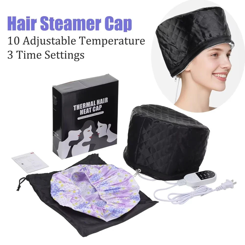 Professional Hair Steamer Cap Electric Heating Hair Cap Thermal Treatment Hat For Hair Care Deep Conditioning Coloring SPA Cap