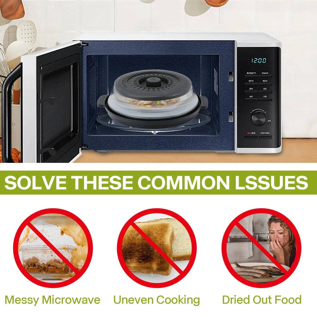 Microwave Food Splatter Cover Foldable Multifunction Splash Collapsible Guard Kitchen Gadget Colander for Meal Steaming Tray