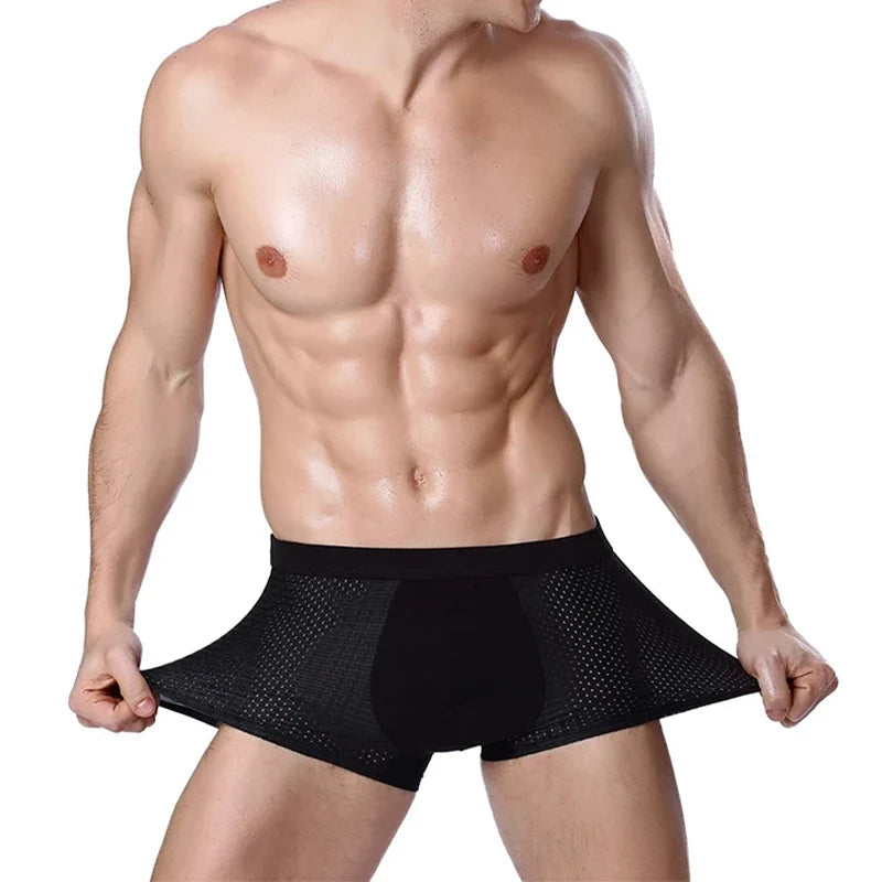L-8XL Plus Banboo Fiber Men Underwear Male boxer Solid Panties Shorts Men's  Underpants Breathable Intimate Man boxers 4pcs