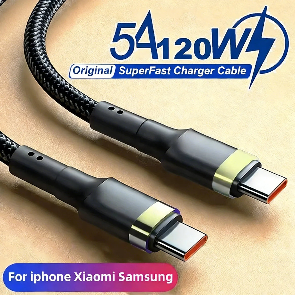 120W Fast Charger PD Quick Charging High Quality USB C TO USB Type C Cable For iPhone Xiaomi 15 Plus Pro Max Samsung S24