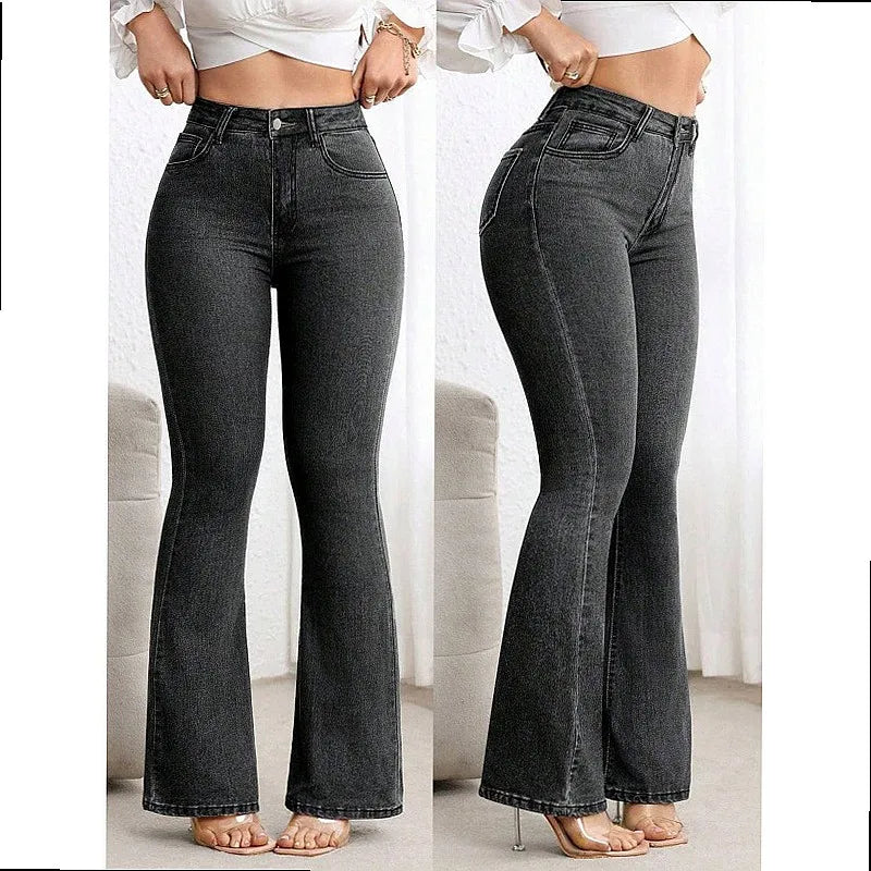 High Waist Flare Jeans Women Stretchy Slim Bootcut Pants Push Up Tummy Control Denim Jeggings Spring Summer