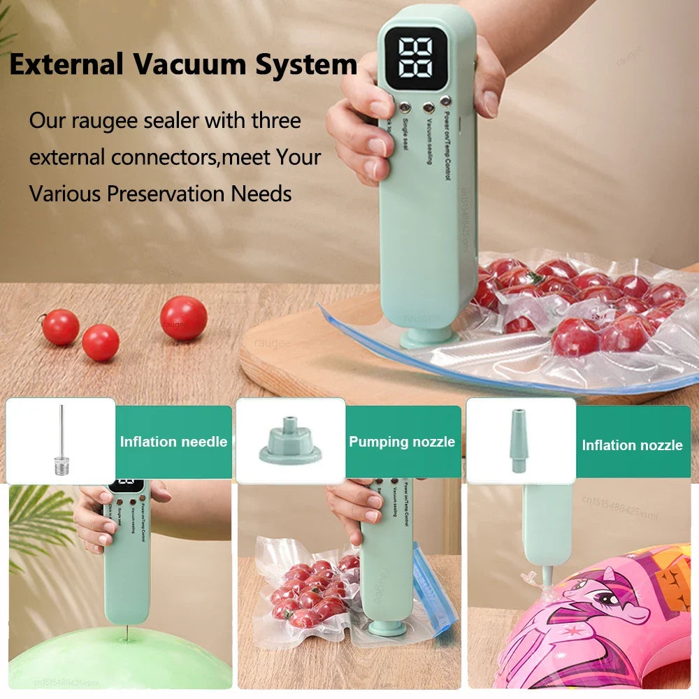 Food Vacuum Sealer USB Rechargeable Package Plastic Bag Mini Heat Sealer Portable Wireless Automatic Food Vacuum Sealing Machine