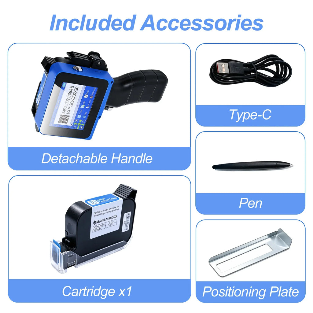 Mini Detachable Handheld Inkjet Printer 12.7MM Portable Compact Printing Device for On-the-Go Label Printing Needs