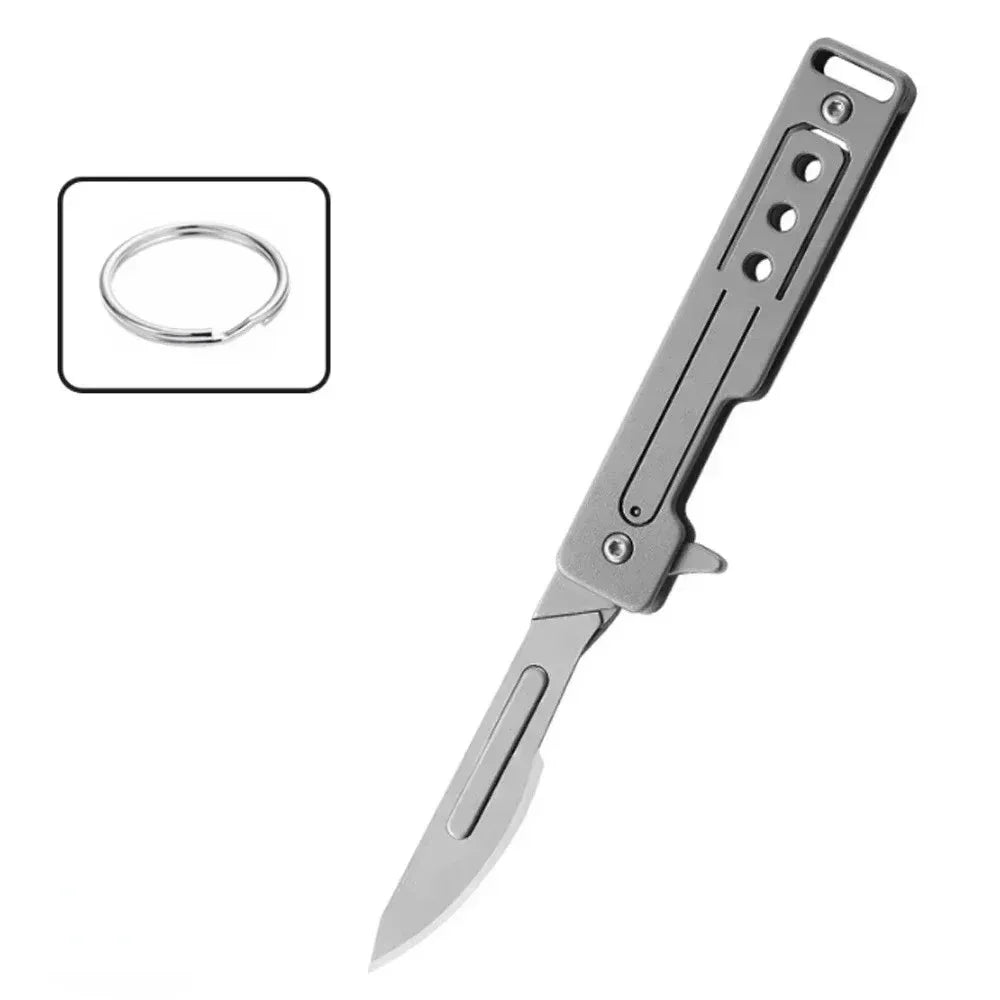 Stainless Steel Surgical Knife Folding EDC Unboxing Pocket Knife, Outdoor Camping Knife with 10 Replaceable Blades, Widely Used