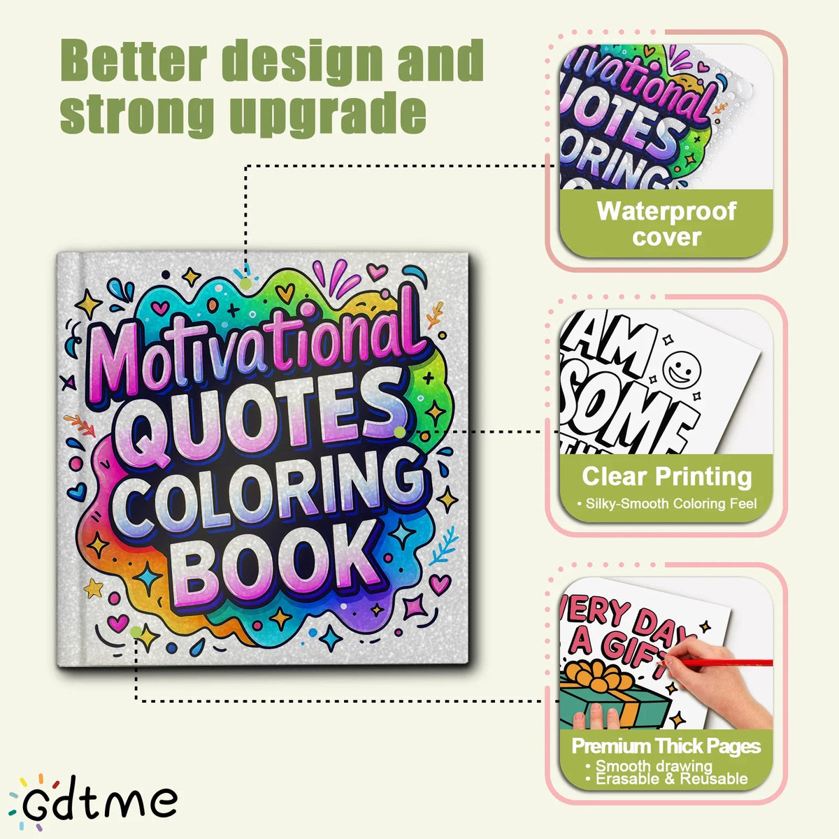Motivational QUOTES Coloring Book For Adults And Teen Featuring Cute Cozy Daily Activities For Relaxation (Cozy Spaces Coloring)