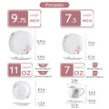VEWEET ANNIE 30/24/20 Pcs Porcelain Dinnerware Set Pink Floral Plates Dinner Set with Dinner Plate/Dessert/Soup/Cup/Saucer