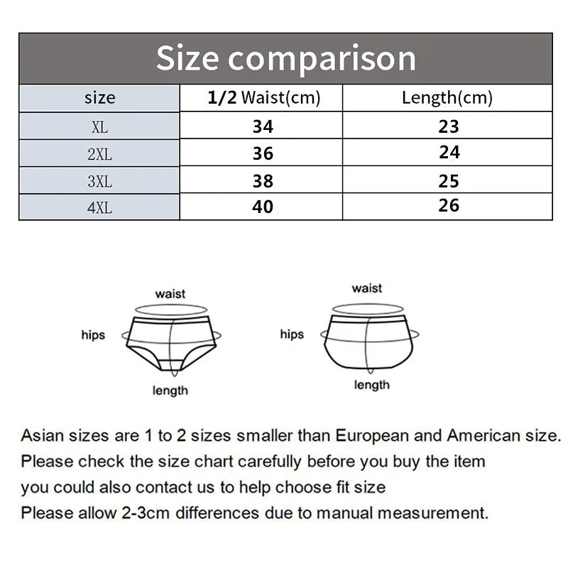 Plus Size 4PCS Men's Fashion Boxers Trendy Personality Skin-friendly Breathable Underwear Mid-waist Printed Boxer Briefs XL-4XL
