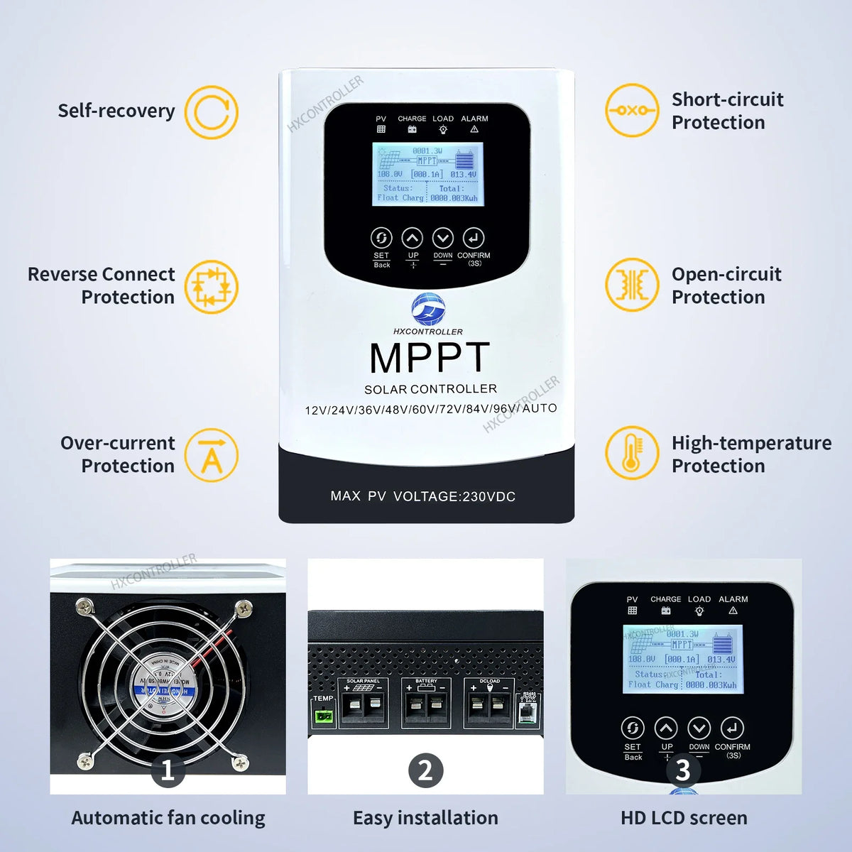 MPPT 0-80A 7680W Solar Battery Charge Controller 230VDC PV System Charger Regulator Ship From Brazil EU For 12V 24V 48V 60V 72V