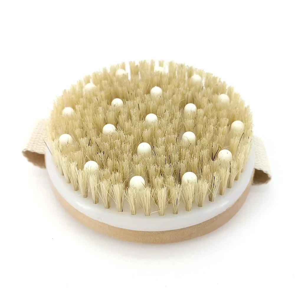 2 In 1 Dry Skin Body Brush Natural Bristle Dead Skin Remover Anti Cellulite Exfoliates Blood Circulation Health Massage Tools