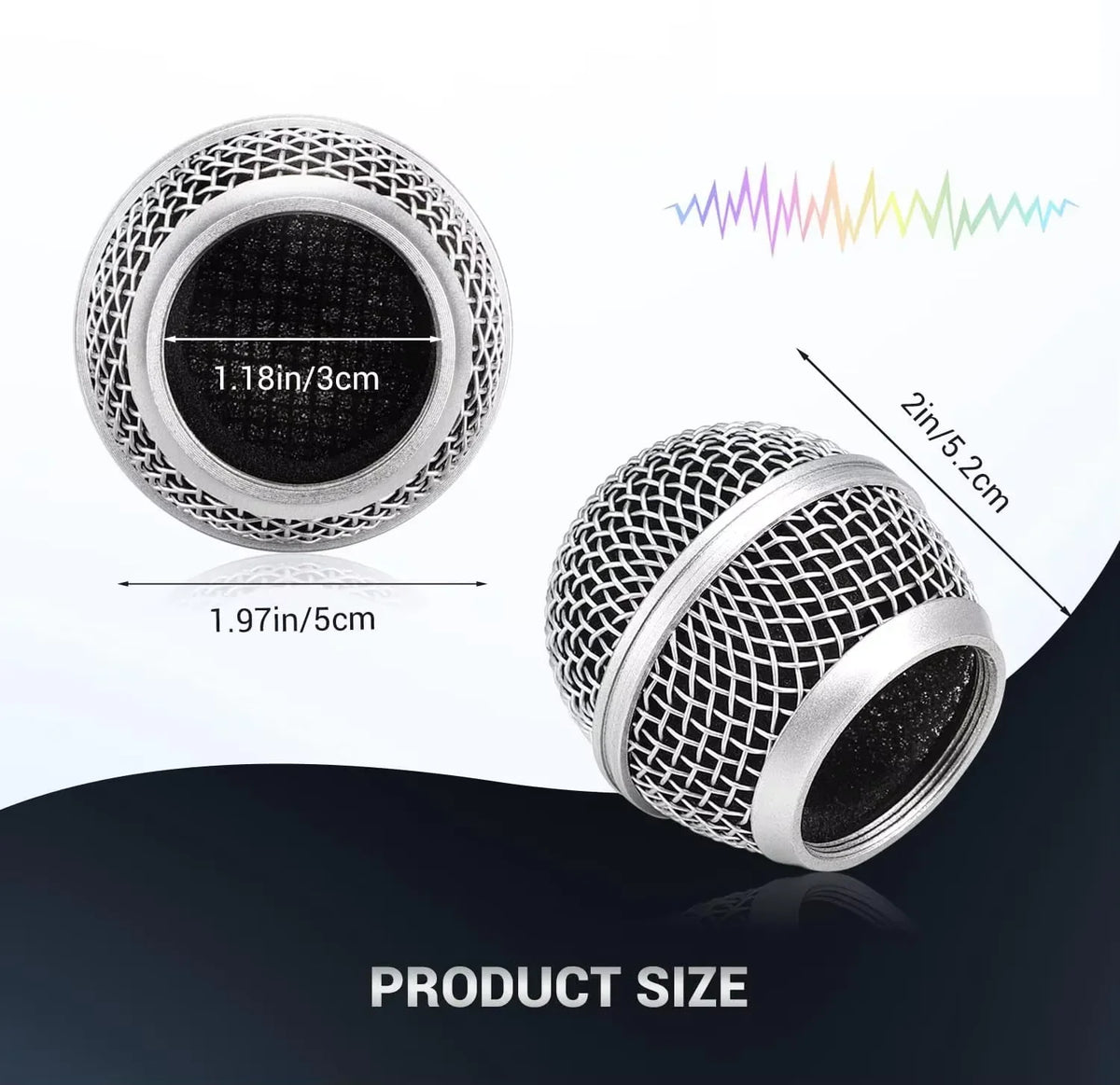 Replacement Microphone Grille (ball) With Built-in Foam Windscreen Mic Head Accessory Metal Mesh Cover For SM58