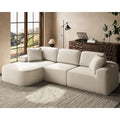 L-Shaped Sectional Sofa with Chaise, No Assembly, Ivory Beige Bouclé-Style Upholstery for Living Room