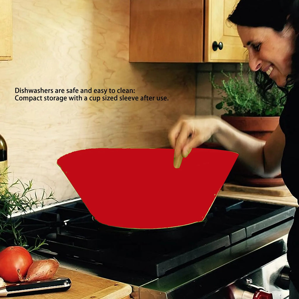 Splatter Guard Silicone Anti Oil Splashing Adjustable Frying Pan Wall Cooking Supplies Red
