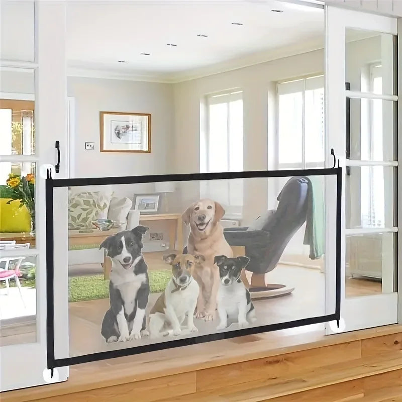 Pet Dog Barrier Fences with 4pcs Hook Pet Isolated Network Stairs Gate New Folding Breathable Mesh Playpen for Dog Safety Fence