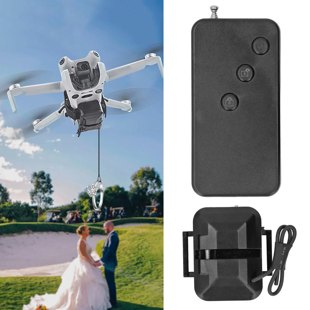 RC Drone Airdropper Safe USB Charging 500m Remote Range Lightweight 300mAh Drone Transport Device ABS for Weddings
