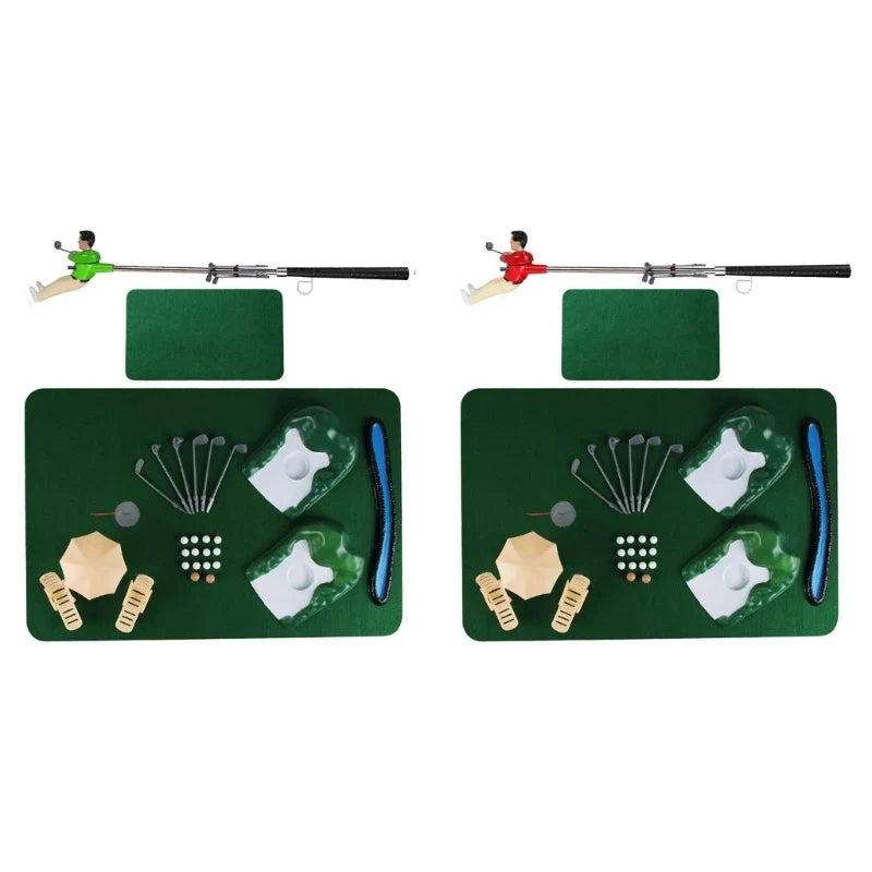 F92E Minitype Indoor Golf Game Funny Golf Game Golfer Set Golf Accessory Set