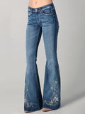 New 3D Digital Print Women's Flare Jeans High Waist Slim Fit Stretchy Denim Bell Bottom Pants Casual Trendy Daily Wear