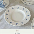 Simple Blue Printing Tableware Kitchen Supplies White Relief Tableware Western Dessert Steak Cake Dim Sum Fruit Dish Set