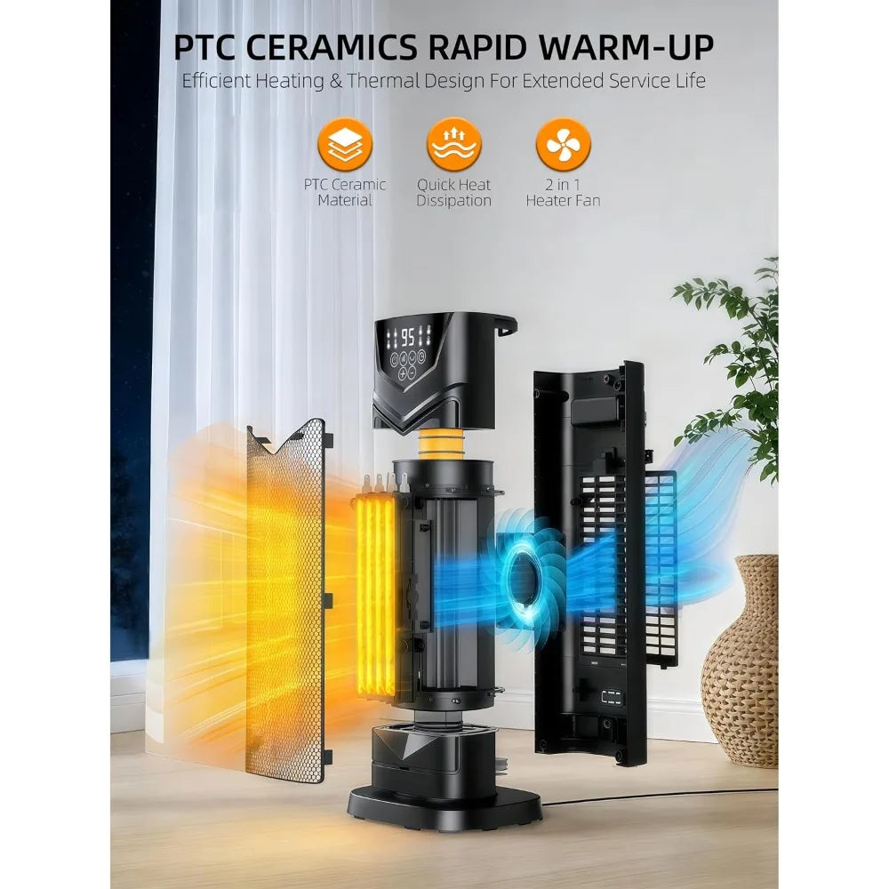 Portable Space Heater Fan Combo 1500W Electric Heater for Office