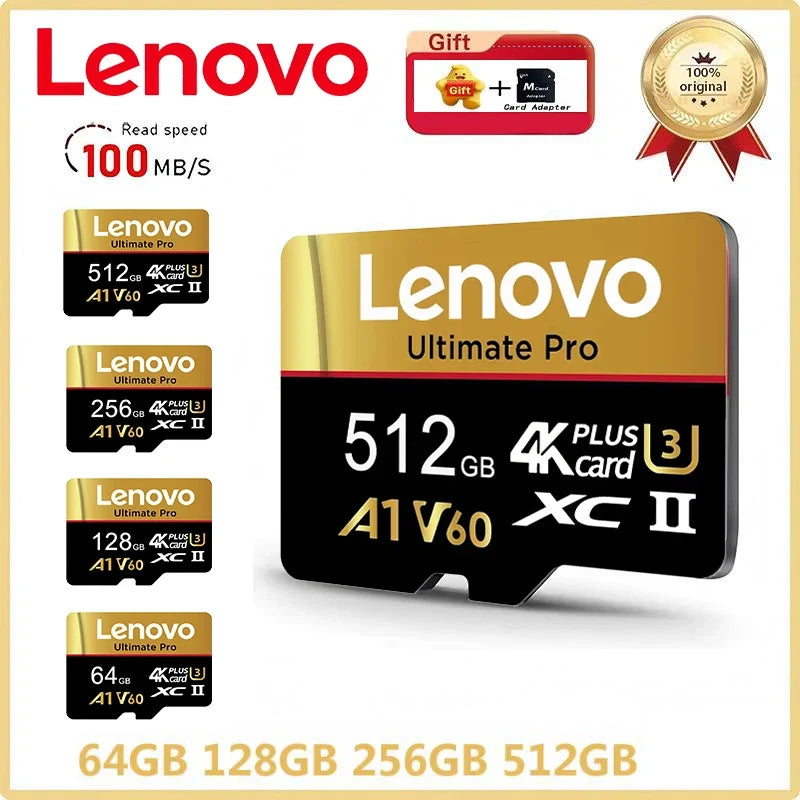 Ultra HD Lenovo 512GB SD Cards Micro TF SD Memory Card TF Cards 128GB 64GB Error Correction U1 for GoPro/Tablet/Surveillance