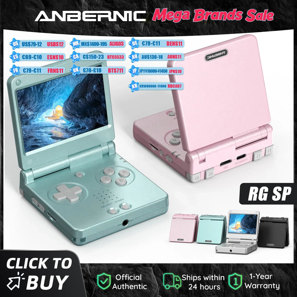 Anbernic RGSP 3.4'' IPS Screen Flip Handheld Console Linux System HDMI-compatible TV Output Clamshell Game Player 3300 mAh RG SP