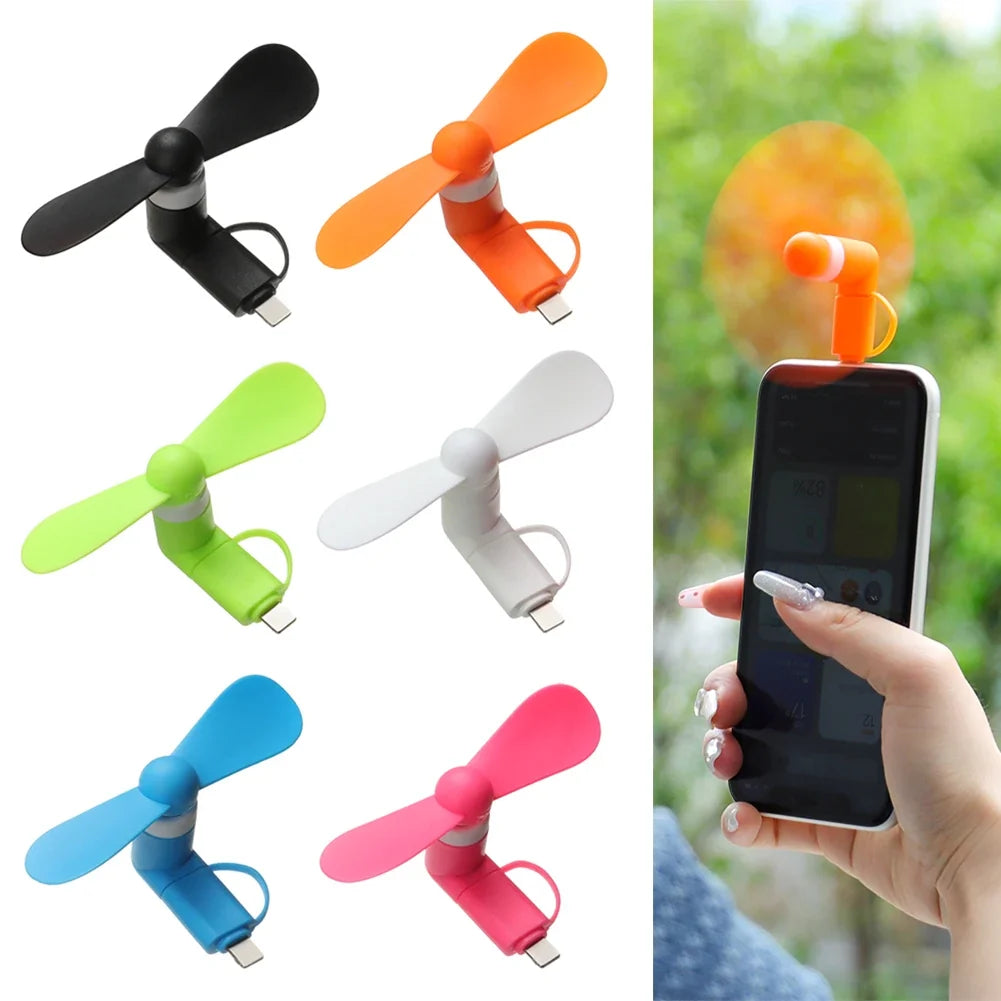 Mini USB Fan Flexible Cooling hand Fan portable Fans Summer Cool laptop Desktop Cell Phone Cooler 2 in 1 Micro USB Type-C plug