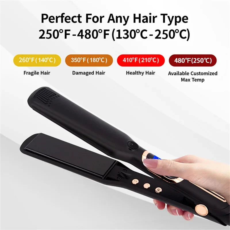Professional Hair Straightener Curler 480℉ / 250℃ Keratin Treatment Flat Iron Ceramic Plate 3 sizes Available Dual Voltage
