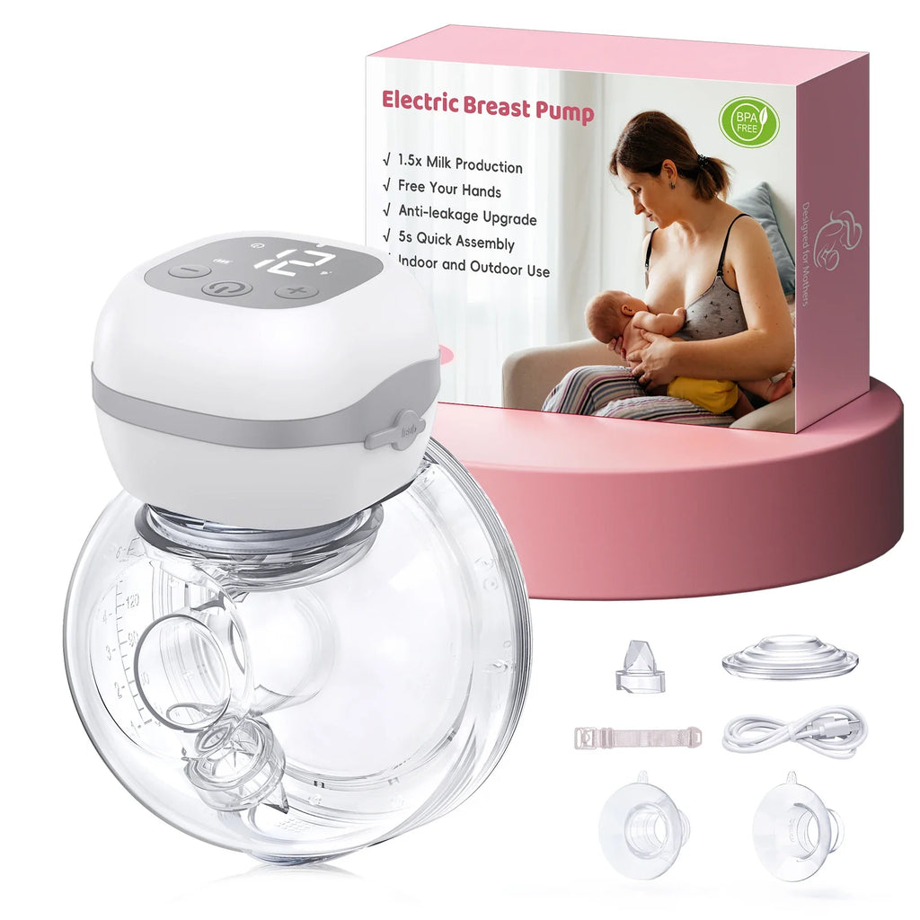 Updated Electric Breast Pump 21/24mm BPA-Free Breastpump 3 Modes & 12 Suction Levels Ultra Quiet 45dB for Working Moms & Travel