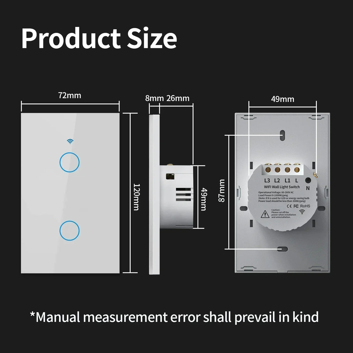 TNCE Tuya US Smart Wall Switch wifi or zigbee 1/2/3/4 Gang Wire Touch Sensor LED Light Button Smart Home voice Alexa Google Home