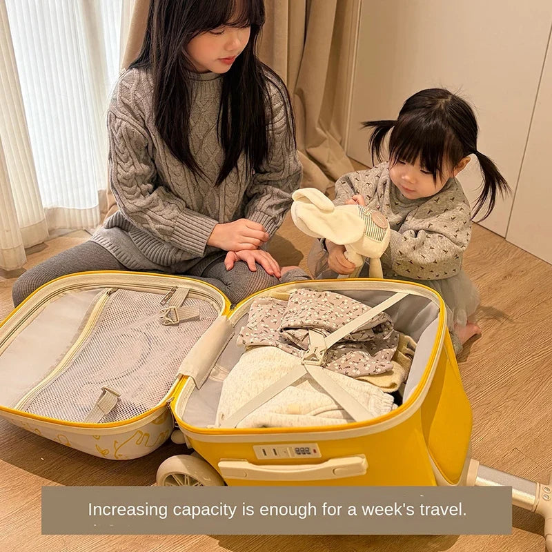 Suitcase for Children can sit and ride 2 in 1 Detachable Trolley Handle 20 inch Kids carrier Suitcase with Seat and Guardrail