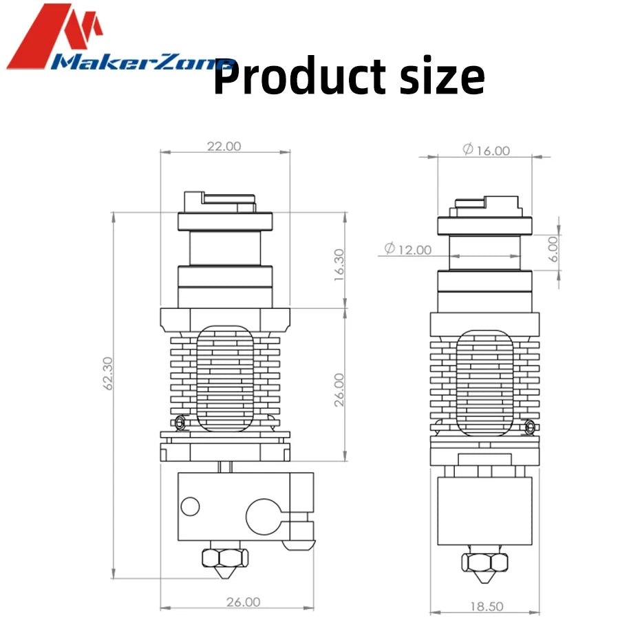 3D Printer Drago Hotend，E3D V6 Hotend High Flow Bimetal Heatbreak Compatible with VoronV0.1 V2.4, Pursa i3 mk3s ,Cr-10 V2 3d Pri