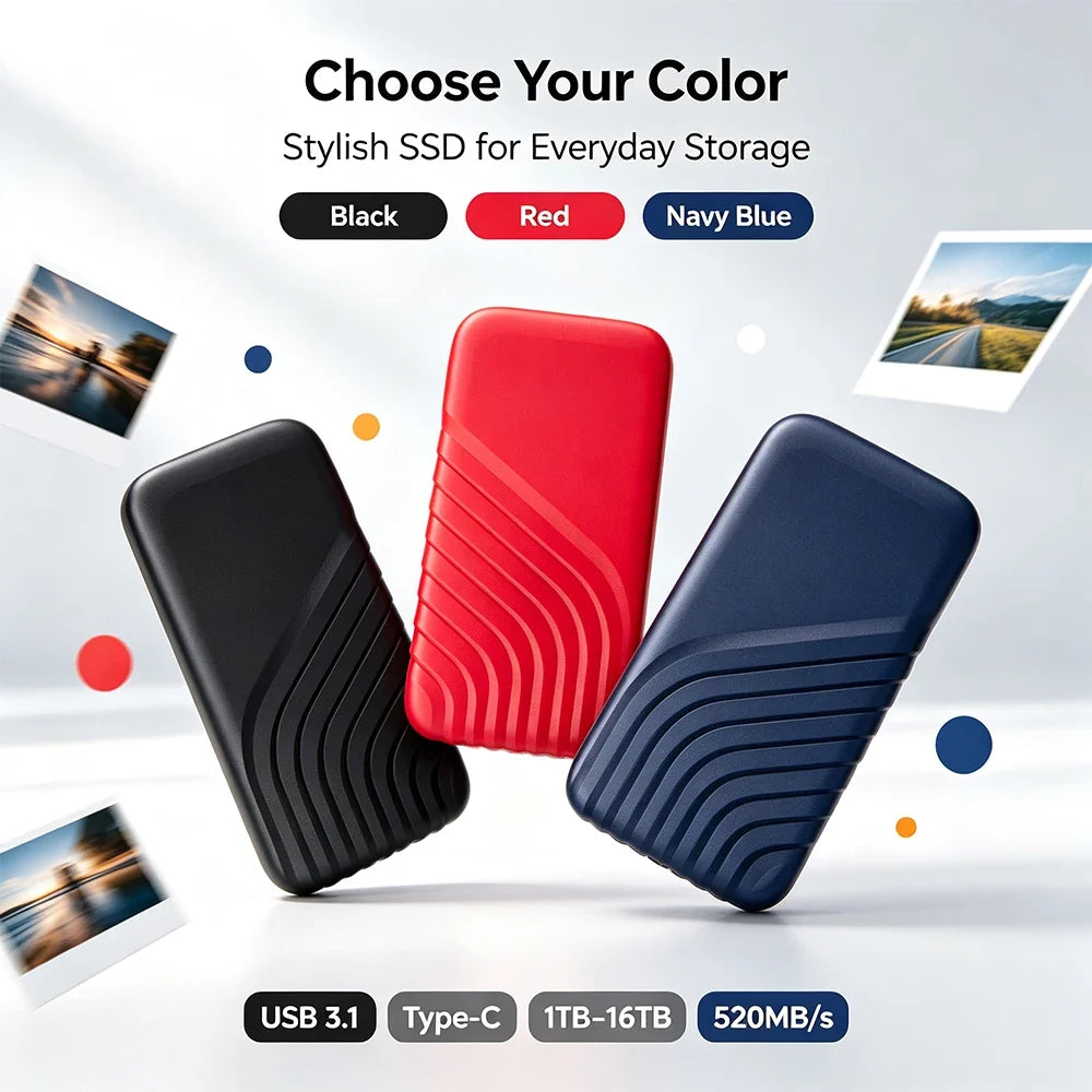Portable External SSD 2TB 4TB High Speed USB 3.1 Mobile Solid State Drive Cross‑Device Data Storage For Notebook PC Mac
