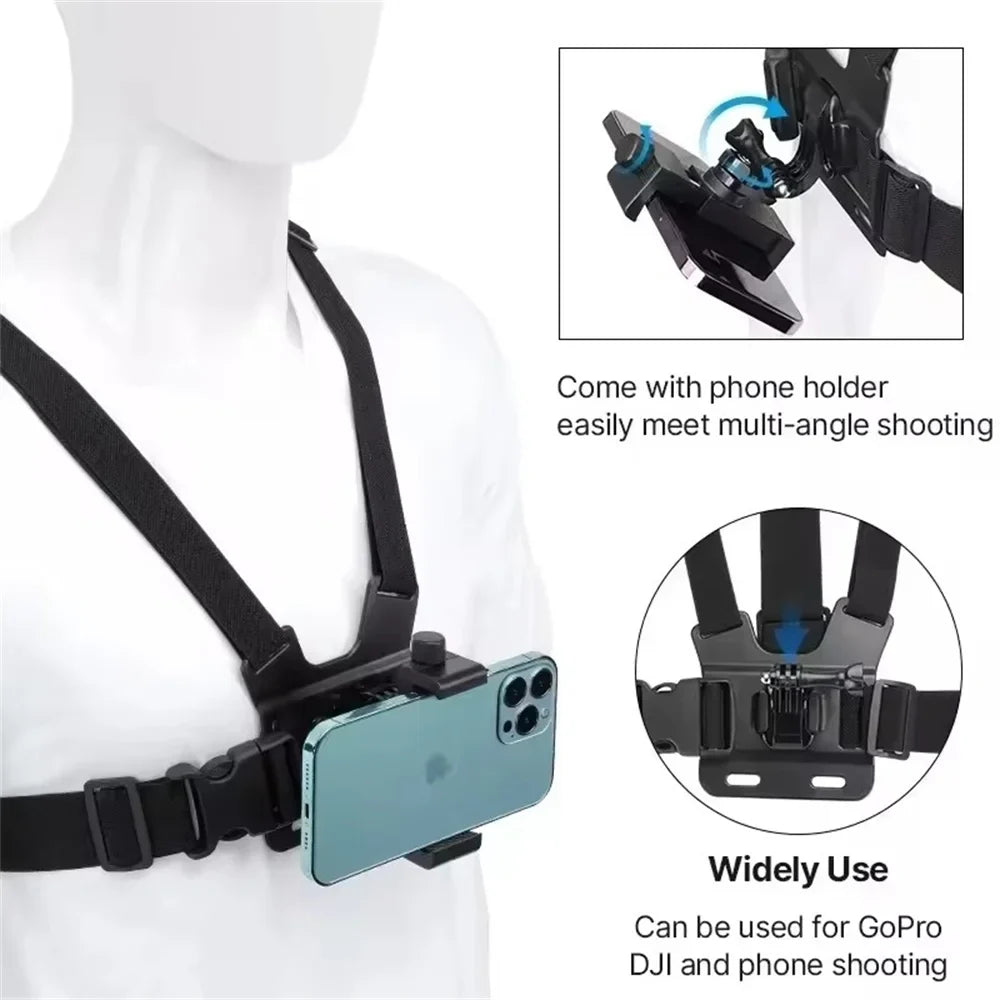 360° Rotate Climbing Cycling Phone Stand Bike Motorcycle GPS Live First-Person-View Camera/Mobile Phone Holder With Chest Strap