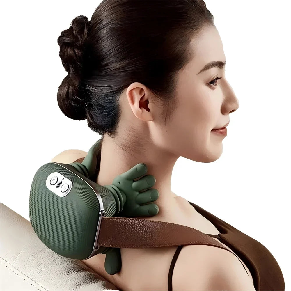 Electric Shiatsu Neck Shoulder Back Massager Finger Pressure Deep Kneading Muscle Relaxation for Stress Relief