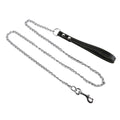 Heavy Duty Metal Chain Dog Lead With Leather Handle Long Strong Control Leash Outdoor Pet Traction Rope Anti Bite Chain Supplies