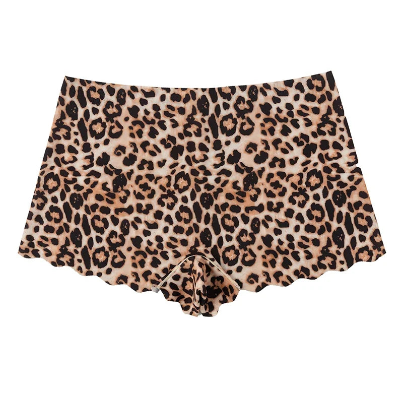 TrowBridge Seamless Leopard Women's Panties Satin Underwear Woman Boxers Breathable Cozy Lingerie Skin-Friendly Female Boyshorts