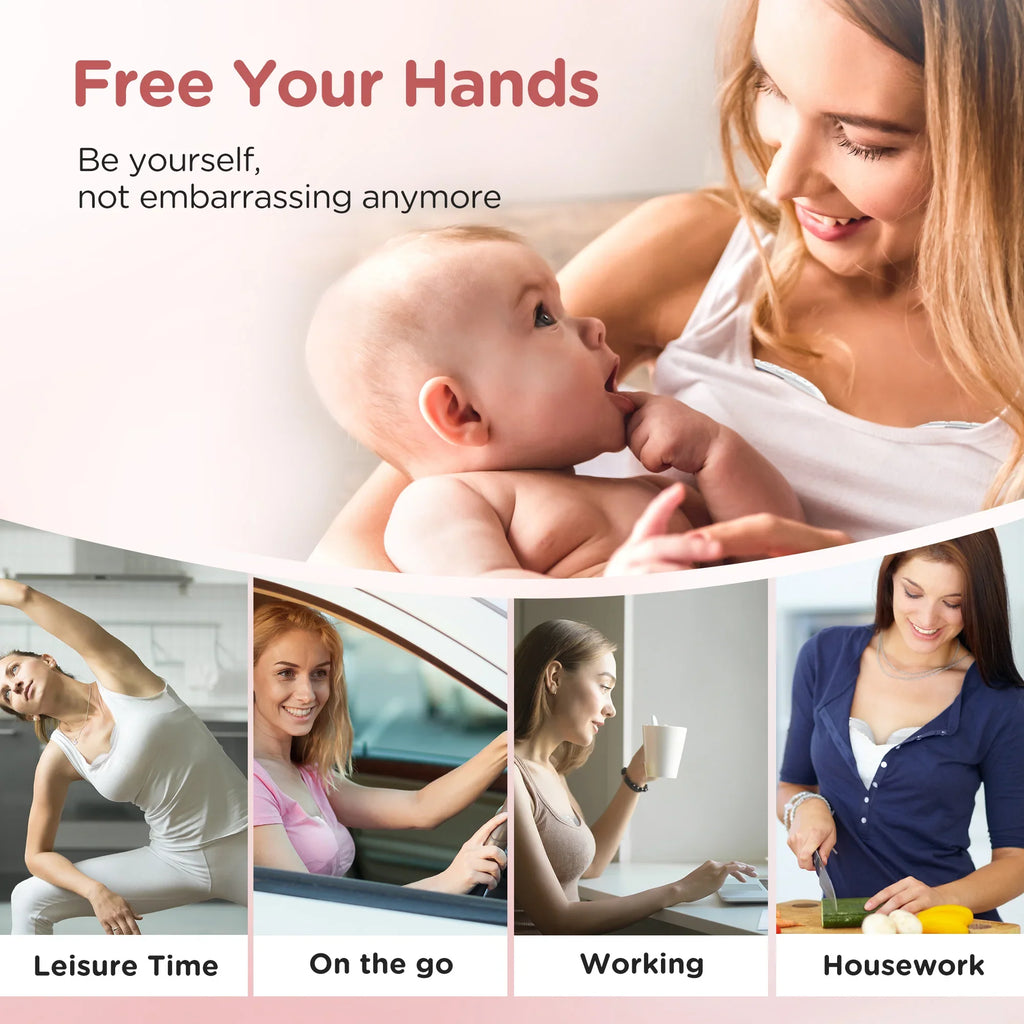 Wearable Breast Pump, Hands-Free, with Longer Battery Life & LED Display, Leakproof Design, Portable Electric Breast Pump with 3 Modes & 12 Levels & Low Noise, Portable Breastfeeding Device with Carrying Case.