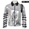 New In Stock: Michael Jackson Bad Era Silver Jumpsuit. Retro Rock Star Stage Performance Bodysuit & Top