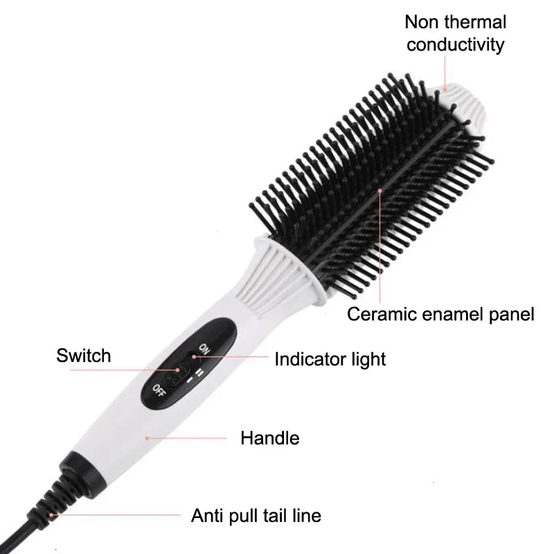 Multifunctional Heating Curling Iron Ceramic Heated Round Brush Electric Hair Straightener Brushes Professional Styling Tool