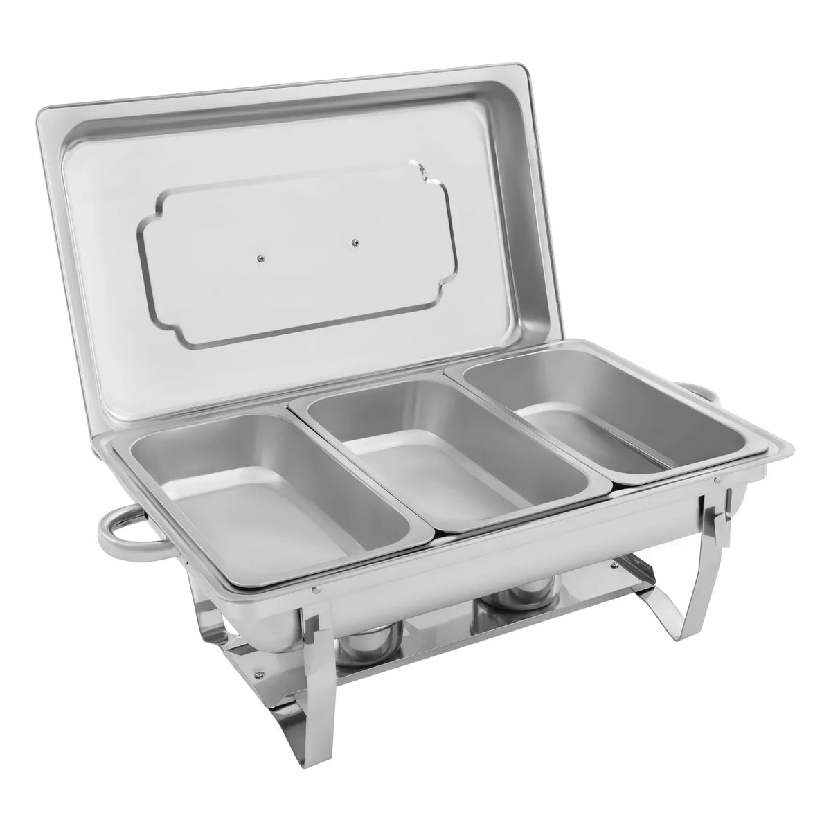 Chafing Dish Buffet Set,Gatherings Self-service Stove Food Plates,410 Stainless Steel Buffet Dishes Set,with 3 Food Compartments