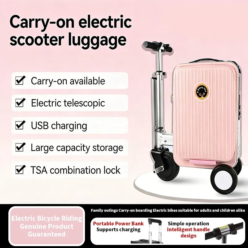 Electric Luggage with Smart Reverse and Forward Function for Walking, Riding, Traveling Trolley Case with Electric Driving