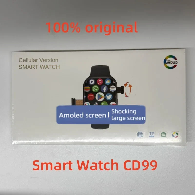 2026 New CD99 4G Smart Watch Android 180° Rotating Camera AMOLED Screen SIM Card GPS WiFi Heart Rate Monitor Waterproof Smartwat
