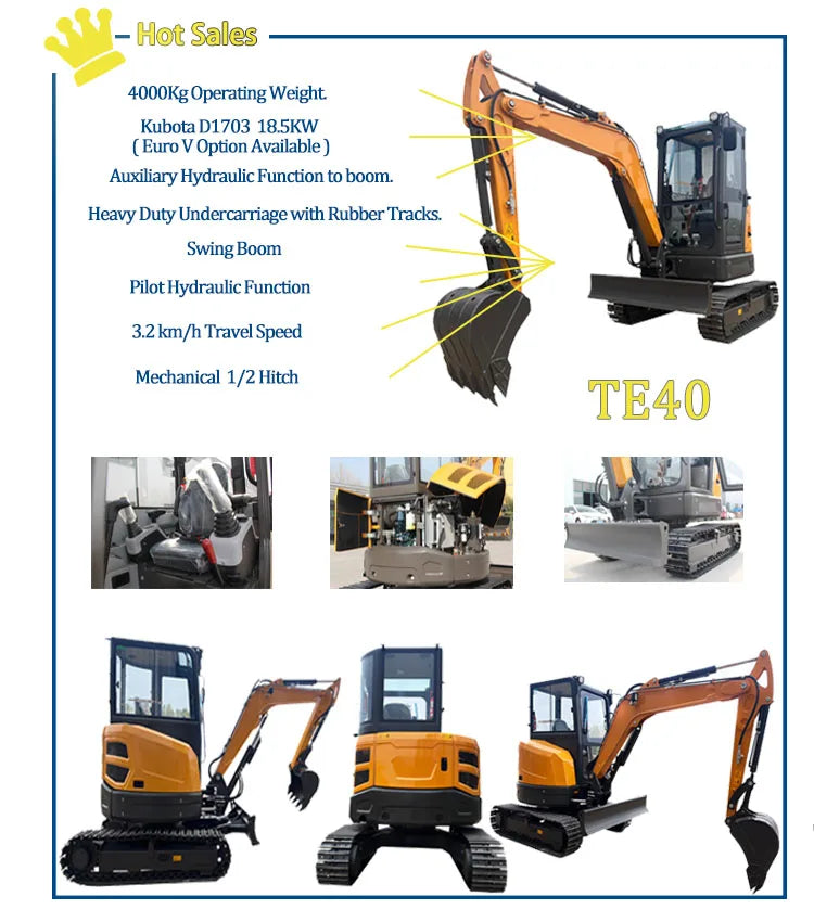3.5 Ton Mini Excavator – EPA-Certified Compact Crawler Digger for Farm & Construction