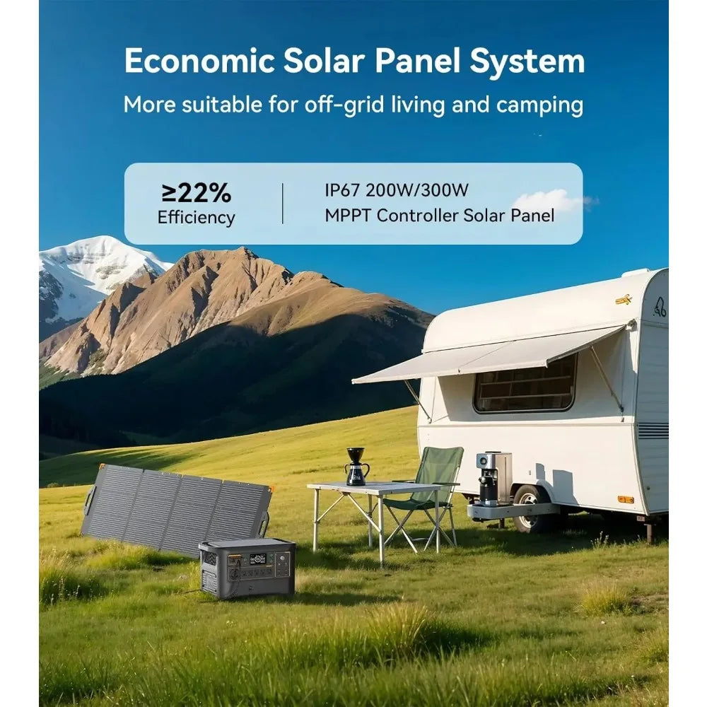 3072Wh 3000W Solar Generator, LiFePO4 Battery, Fast Charging, 100W USB-C Output for Home Camping RV Emergency, Custom