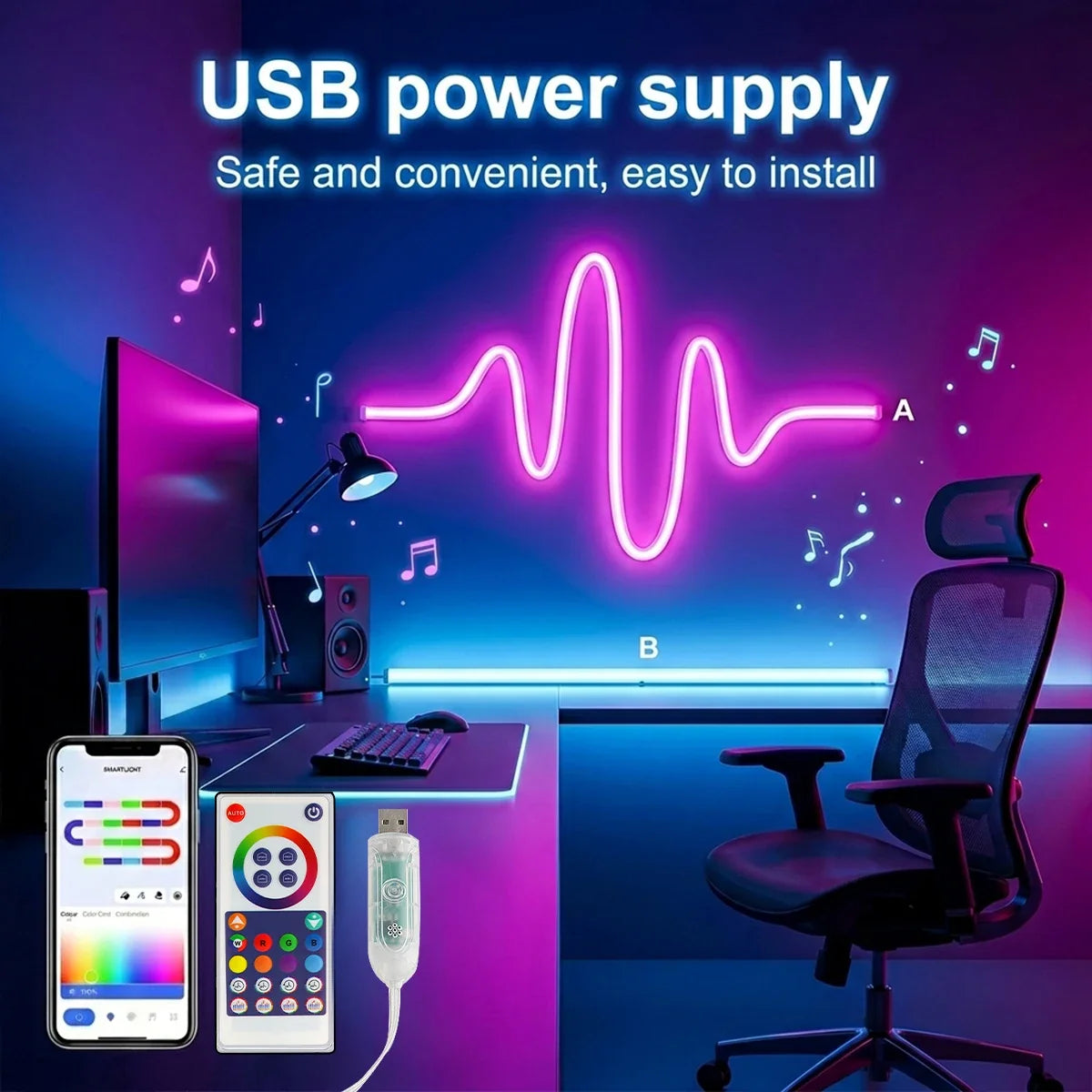 2m 3m 5m 10m RGBIC Neon Light Waterproof RGB Smart LED Strip with USB APP Control Music Sync for Room Bedroom Outdoor Decoration
