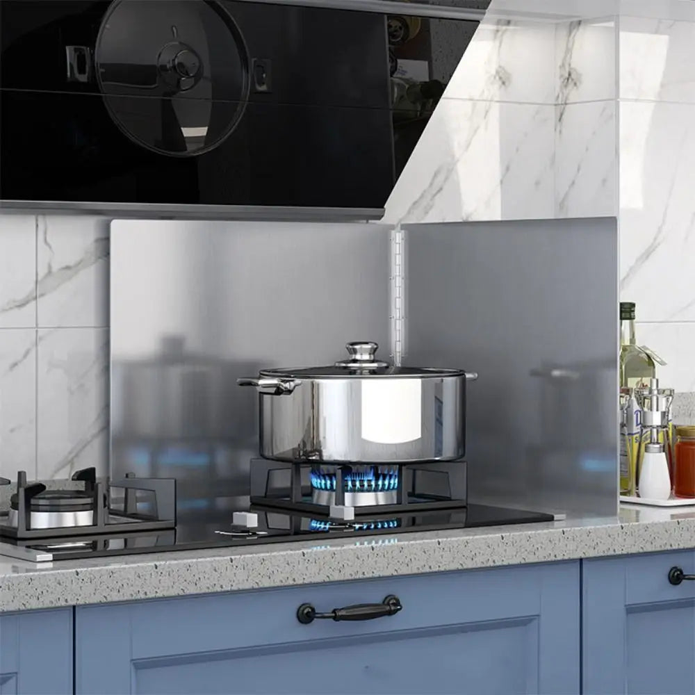 Stainless Steel Oil Splatter Guard Windproof Foldable Anti Splatter Shield 2 Sheet Silver Splash Proof Baffle Gas Stove