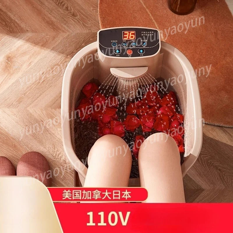 110V Electric Foot Spa Bath Heated Water Automatic Massage Foot Tub For Ankle Calf Stress Relief Foot Soaking Equipment